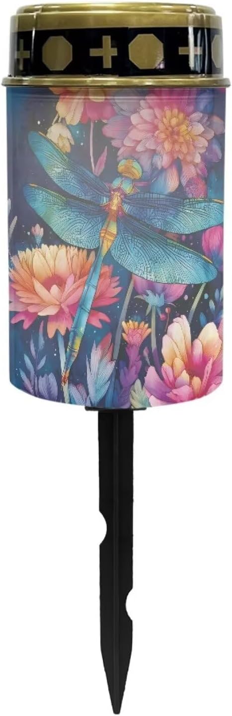 Cemetery Decorations for Grave Dragonfly Cemetery Solar Lights for Grave Flower Auto On/Off - Garden Figurine Light | Lumora