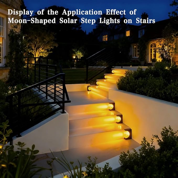 Solar Step Lights 8 Pack, Stair Lights Outdoor Waterproof, LED Step for Outside, Outdoor Solar Powered Step Lighting for Patio Decor, Deck, Porch, Front Door, Walkway (Warm White)