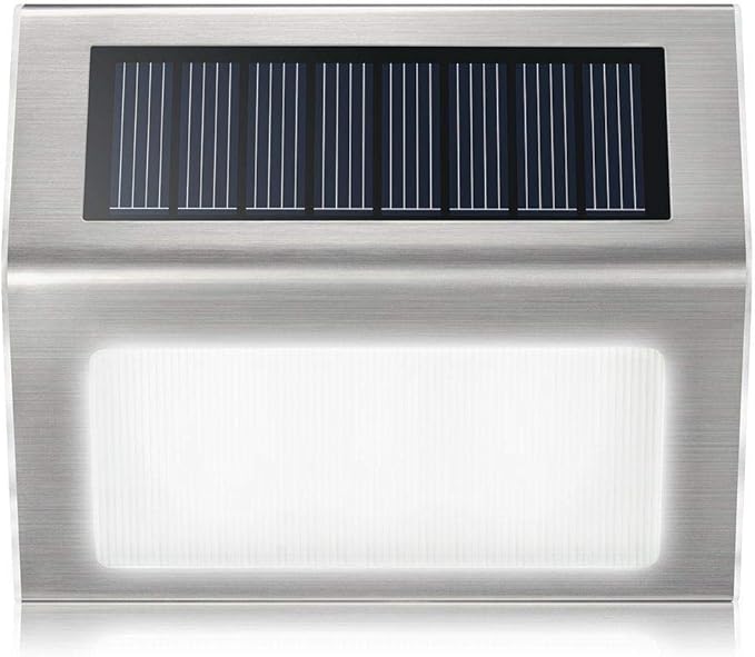 TDA Outdoor Solar Lights, 3 LED Solar Bright Deck Step Light Outdoor Waterproof Stainless Steel Garden Lamp for Deck Posts, Staircase, Porch, Garden, Fence, Path, Patio, Walkway or Driveway (4 Pack)