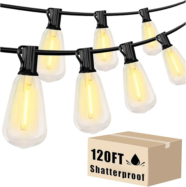 DAYBETTER 120FT Outdoor String Lights Waterproof 60 pcs Warm White LED Bulbs 2700K for Patio, Yard, Garden & | Lumora