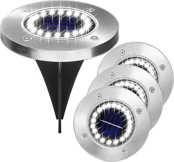 Solar Ground Lights - 20 LED, 12 Pack Outdoor Disk Lights - Waterproof in-Ground Garden Light Set for Pathway, Lawn | Lumora