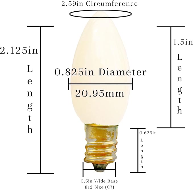 EST. LEE DISPLAY L D 1902 Indoor & Outdoor String Light C7 E12 Ceramic Christmas Replacement Bulbs Solid Opaque | Lumora