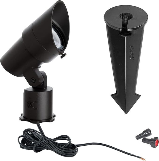 WAC Landscape Lighting, LED 12V Medium Size Accent Light with Adjustable Beam Angle and Integral Brightness Control 50-1300 Lumens 2700K Warm Built-in LED in Black