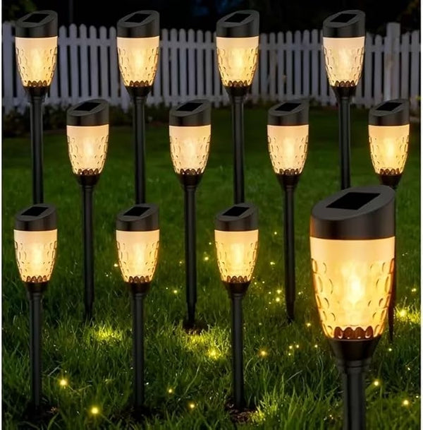 12 Solar-Powered Outdoor Path Lights, Durable LED, IP55 Waterproof, Suitable for lawns, patios, courtyards | Lumora