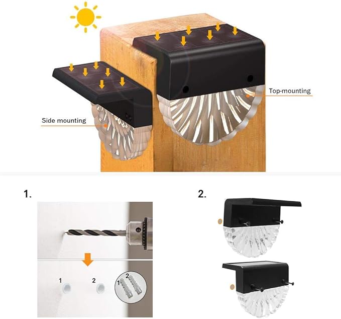 Solar Deck Lights Outdoor - 8 Pack Solar Step Light CIYOYO Waterproof Fence Lights for Patio Stairs Post Pathway Porch Driveway Yard Garden Decor, Warm White/LED Color Glow Lighting