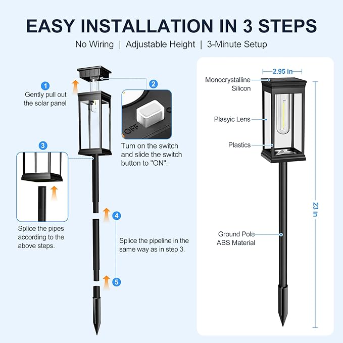 Upgraded Square Solar Pathway Lights Outdoor - 8 Pack, IP65 Waterproof & Super Bright, Auto On/Off Warm White LED | Lumora