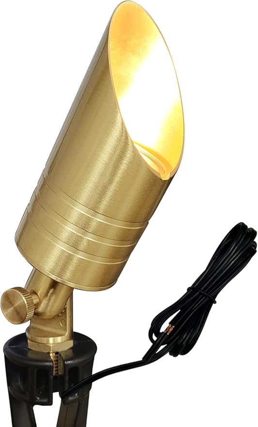 MALORY Brass Landscape Spotlight,12V AC/DC Low Voltage LED Landscape - Outdoor Security Flood Light | Lumora
