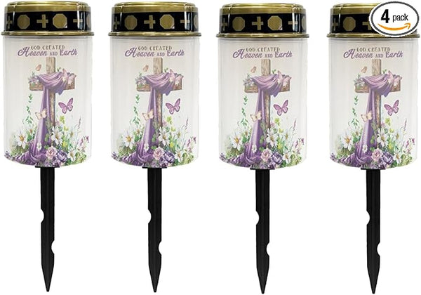 Cross Lavender Cemetery Lights for Grave,Solar Lantern Lights Outdoor Pathway Lights Solar-Powered Fairy Lights for | Lumora