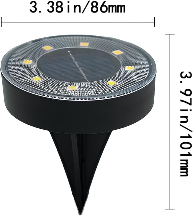 Solar Ground Lights Outdoor Waterproof IP68, 4 Pack 8 LED In Ground Solar Disc Landscape Lighting, Garden Lights | Lumora