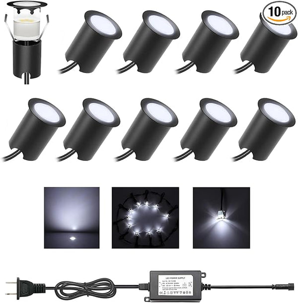 Recessed LED Deck Lights Kits with Protecting Shell,10Pack Φ1.18 IP67 Waterproof 12V Low Voltage Embedded Step | Lumora