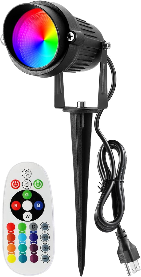 Junview Christmas Spotlight Outdoor 120V LED Spot Lights Outdoor RGB 12W Color Changing Landscape Lights Flag Pole | Lumora