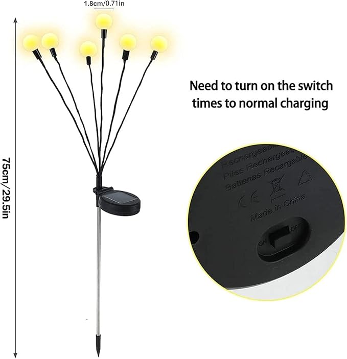 Solar Garden Lights Solar LED String Lights Firefly Solar Lights Outdoor Waterproof Firefly Solar Pathway Lights, Solar Stake Lights Outdoor Garden Decoration Garland Lights Camping Lights Solar Light