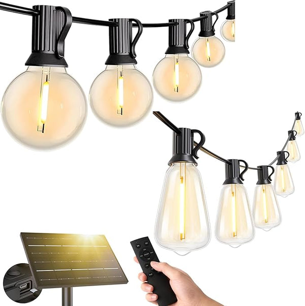 Svater 50FT G40 Solar String Lights Outdoor with Remote + ST38 50FT Patio String Lights | Lumora