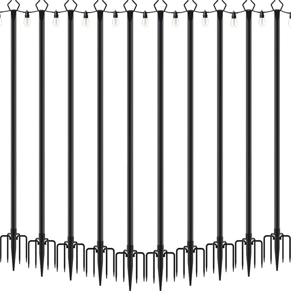 10 Pack String Light Poles,Metal Poles for Hanging Outdoor Light Strings,10 Pack 10 FT Light Poles Stand for | Lumora