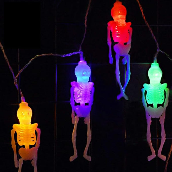 Skeleton Lights Halloween String Lights - 10Ft 20LEDs Skeletons Halloween Lights Decoration, 2 Lighting Modes | Lumora