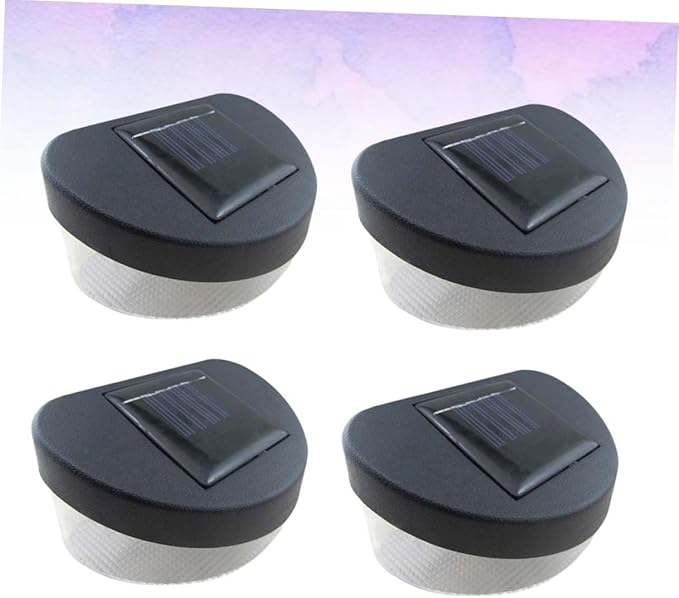 4pcs Solar Outdoor Garden Lights Led Fence Lights Black Shell for Garden Pathway and Porch Decor