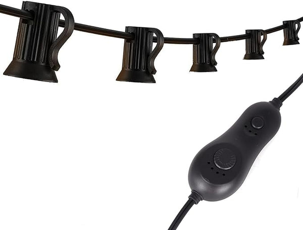 C9 String Lights with Dimmer and Timer - 31.5FT Dimmable C9 Light String with 25 E17 Light Sockets 12" Spacing | Lumora