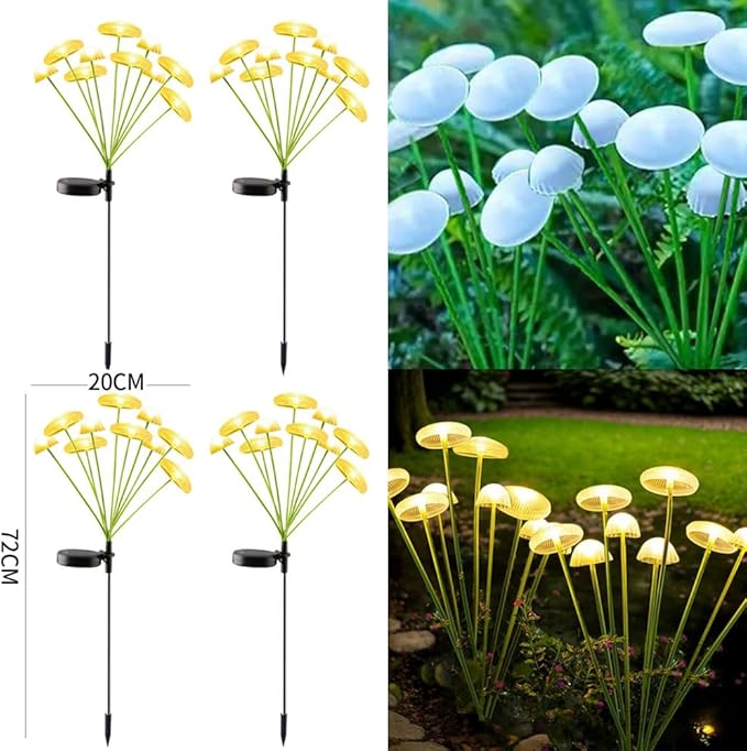 4 Pack 10LED Outdoor Solar Ground Inserted Warm Light Jellyfish Lamps,Waterproof Courtyard Atmosphere Decorative Lights,2 Modes DIY Path Light.