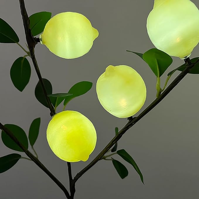 Outdoor Solar Garden Lights, 2 Pack Solar Flower Tree Lights with Realistic Lemon,Waterproof LED Solar Lights Outdoor Stake Landscape Lights for Yard Garden Lawn Pathway Decoration Light