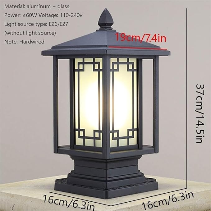 New Chinese Style Rural Villa Gate Super Bright Pillar Lights, American Black Post Light Outdoor Landscape Column | Lumora