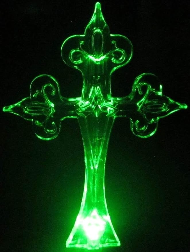 Set of 2 Cross Solar Garden Yard Landscape Path Stick LED Lights