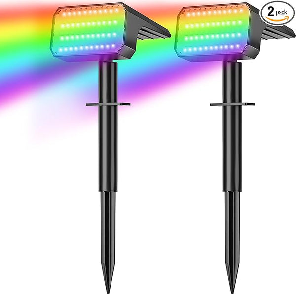 LANSOW Solar Spot Lights Outdoor Color Changing, 2 Pack/7 Modes Waterproof Solar Christmas Landscape Spotlights | Lumora