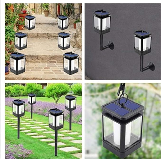 Ulalaza 1Pc Solar Outdoor Lights 12 LED Flickering Flames Torch Light Waterproof Landscape Ligh Auto On/Off Path Lights
