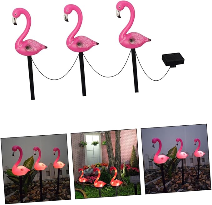 NUOBESTY Flamingo Solar Garden Lights Outdoor Stake Decorative Lighting for Patio and Walkway Unique Led Landscape Decor Way