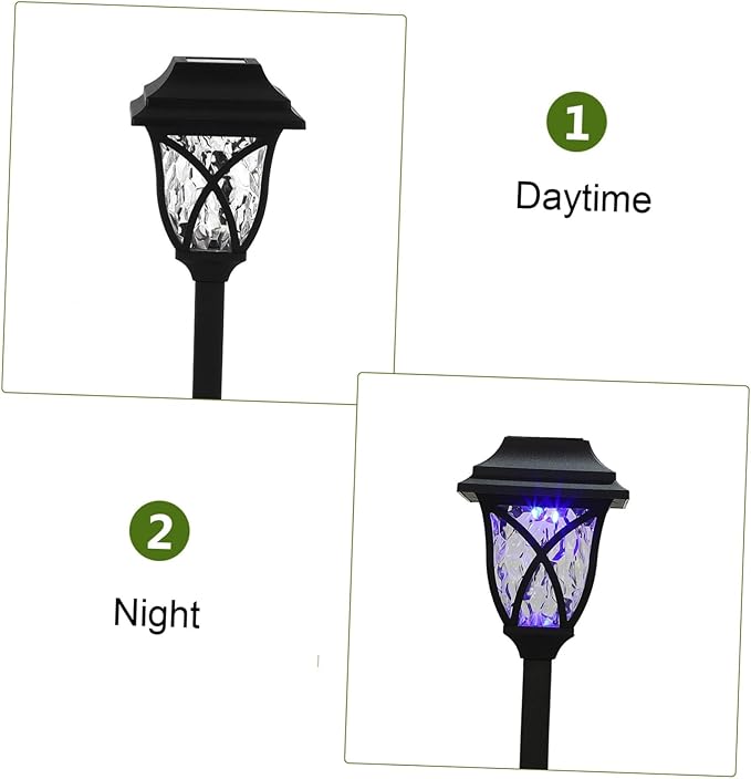 Tofficu 4pcs Solar Pathway Lights Outdoor LED Garden Lighting Patio Landscape Lamps with Warm and Blue Glow for Decoration