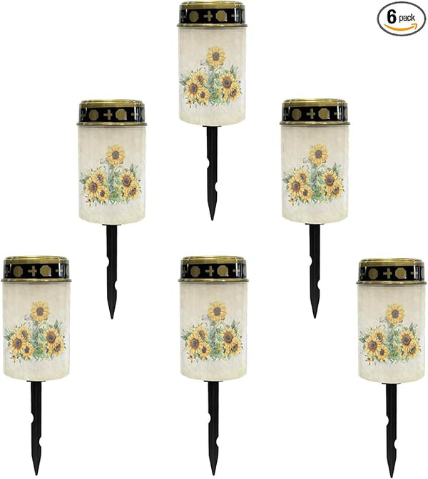 Sunflower Cross Solar Pathway Lights Outdoor Warm White Solar Garden Stake Lights Landscape Decorative Lighting for | Lumora