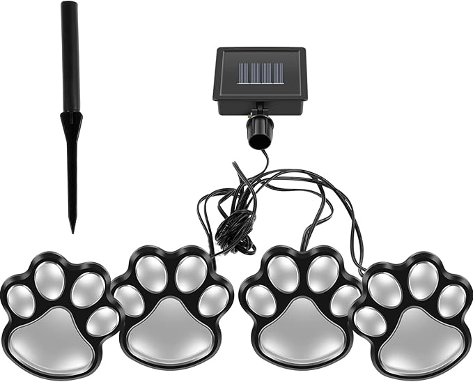 Generic Paw Print Solar Light, Outdoor, Warm Light, Waterproof, 4 in 1, Pathway Lighting for Patio, Lawn, Yard