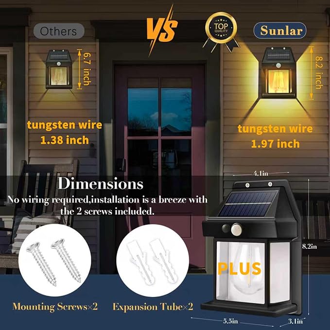 Outdoor Solar Powered Wall Sconce Lights Dawn to Dusk 8.2" H White Motion Sensor 3 Lighting Modes for Porch Garage House Patio Shed Barn Door Yard Outside Decorative Waterproof -2 Pack