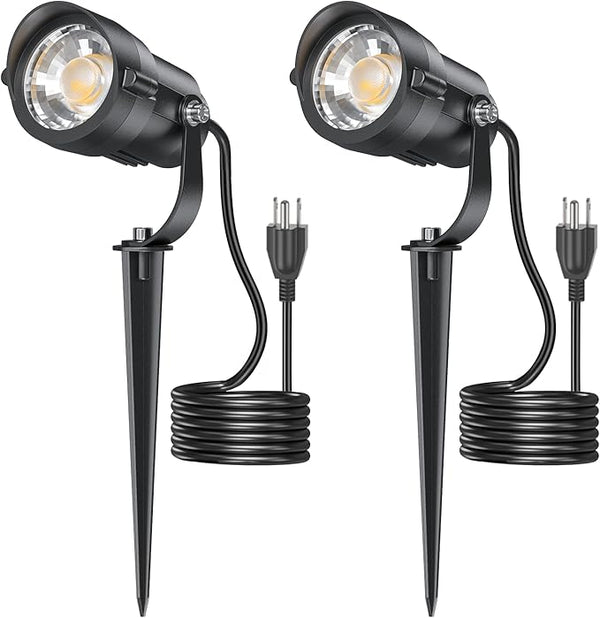 HIBOITEC 12W Spot Lights Outdoor 110V to 120V Landscape Lighting Waterproof Spotlight with 4.9ft 3-Plug LED Plug in | Lumora