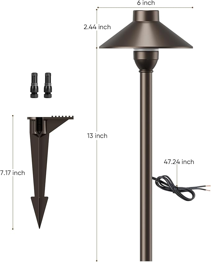PARTPHONER Low Voltage Landscape Lighting 6-Pack, Aluminum 12V Pathway Lights with G4 Bulbs, Waterproof Oil Rubbed | Lumora