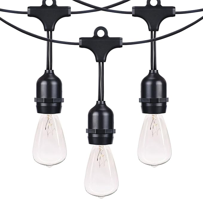 Afirst Outdoor String Lights Waterproof 20FT with 15 Glass Bulbs, Connectable Patio Lights for Garden Backyard Porch Holiday