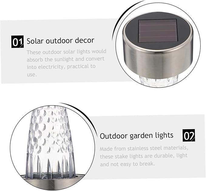 12pcs Solar Outdoor Pathway Lights Stainless Steel Solar Garden Lights with Bright White LED for Patio Walkway Lawn | Lumora