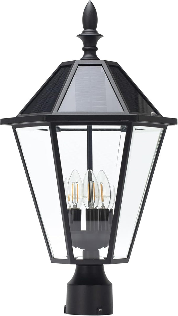 LUTEC 12513LE4-SL-Head LED Post Solar Light Outdoor, Dusk to Dawn Vintage Street Lights for Lawn Patio Yard Pathway | Lumora