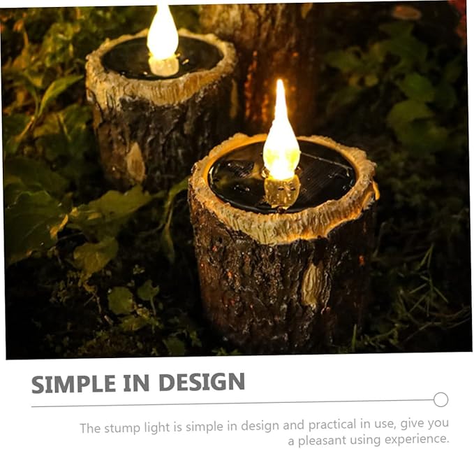 Mipcase Wood Grain Lamp Solar Pathway Light Outdoor Landscape Decor Easy to Install Weatherproof Garden Decor