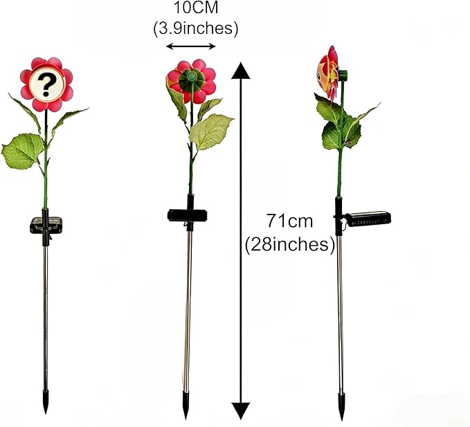 Single Pack Bobble Face Wind Spinners Sunflower Pinwheels Solar Fairy Light Outdoor - Garden Decor Gift, Waterproof Auto-On/Off Pathway, Lawn, Yard Stake Light Windmill for Decorations