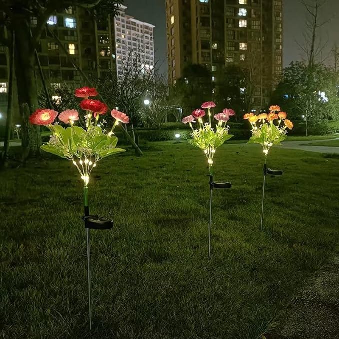 Outdoor Solar Lights Garden Lights Snow Lotus Flowers Solar Powered Waterproof Outdoor Lights for Garden Patio Yard Pathway Decoration,2 Pack