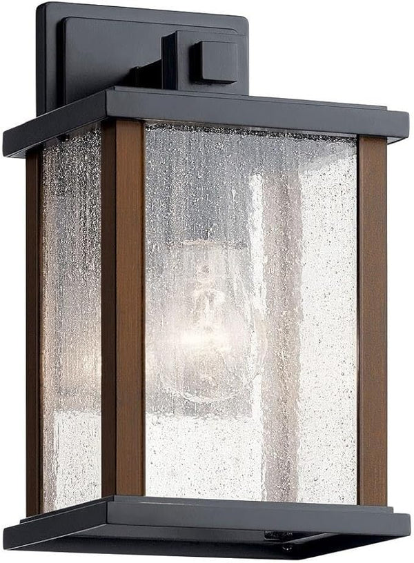 Kichler Marimount 11" 1 Light Outdoor Wall Light with Clear Ribbed Glass in Black | Lumora