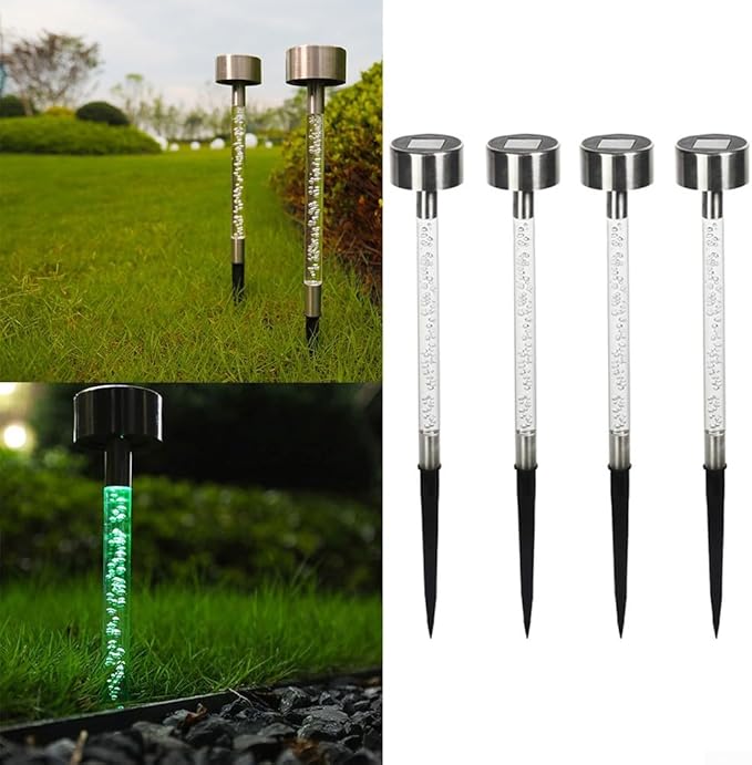 4 Pack Solar Garden Stakes LED Outdoor Lights Waterproof Path Lights With Stainless Steel Top For Lawn Patio Courtyard