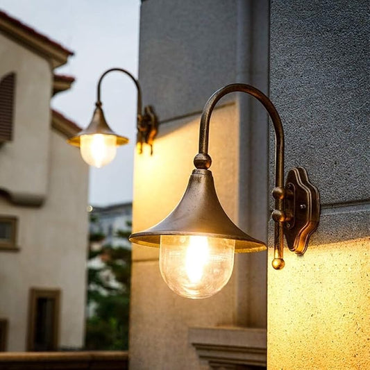 European Style Curved Neck Outdoor Wall Lantern Light,Retro Garden Balcony Aisle,Waterproof Lamp AlumiExpression artistique m Exterior Rainproof Sconce,Garage Islands Decor Lighting