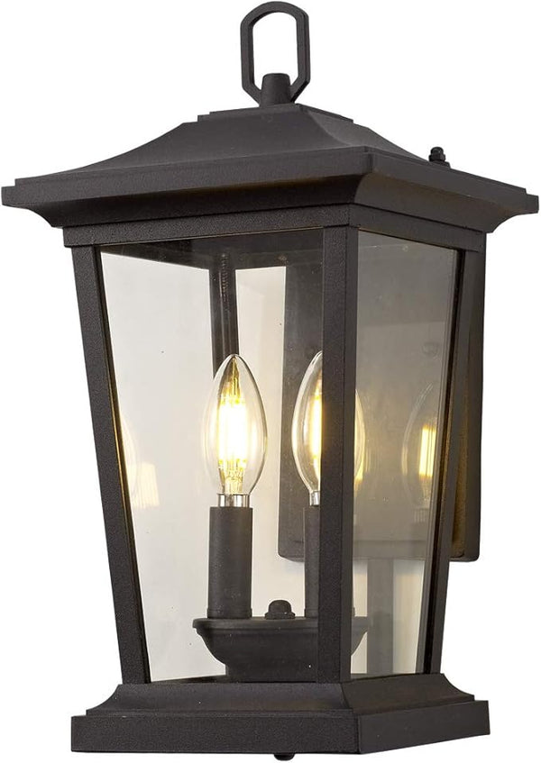 Outdoor Wall Lantern, Large Exterior Waterproof Wall Sconce Light Fixture, Black Anti-Rust Outside Porch Sconce | Lumora