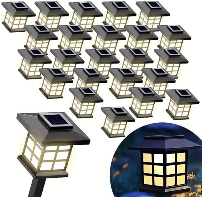 Solar Outdoor Lights,LED Solar Lights Outdoor Waterproof, Solar Walkway Lights Maintain 10 Hours of Lighting for Your Garden, Landscape, (Regular -2025 New Model)