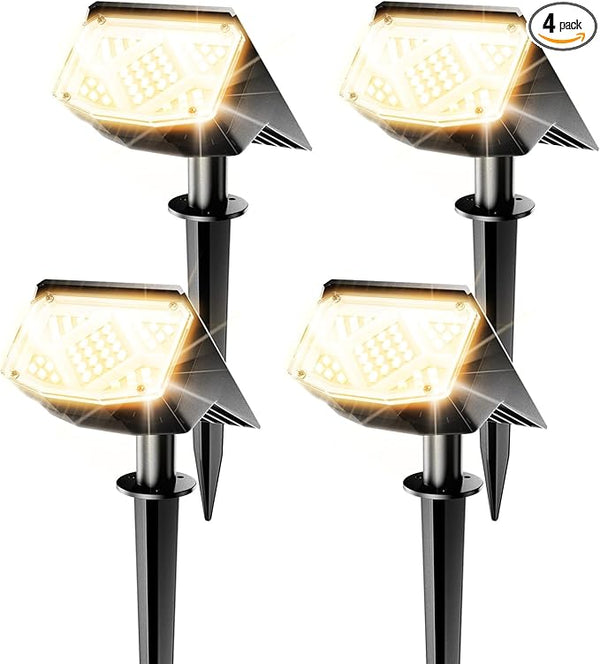 Anordsem Solar Spot Lights Outdoor: 1000mAh+ABS Waterproof Case 4 Pack - 2 Warm Light Modes for Yard Garden Path | Lumora
