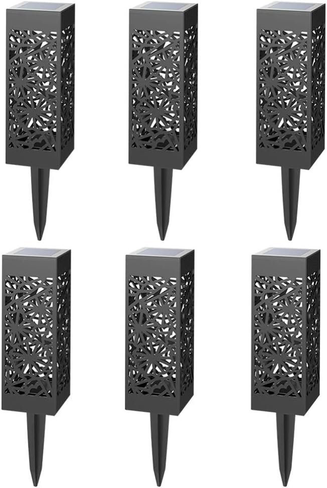 Uonlytech Solar Garden Lights Waterproof Hollow-Out Solar Ground Plug Light Landscape Lighting Decor for Pathway Lawn Patio Driveway 6PCS