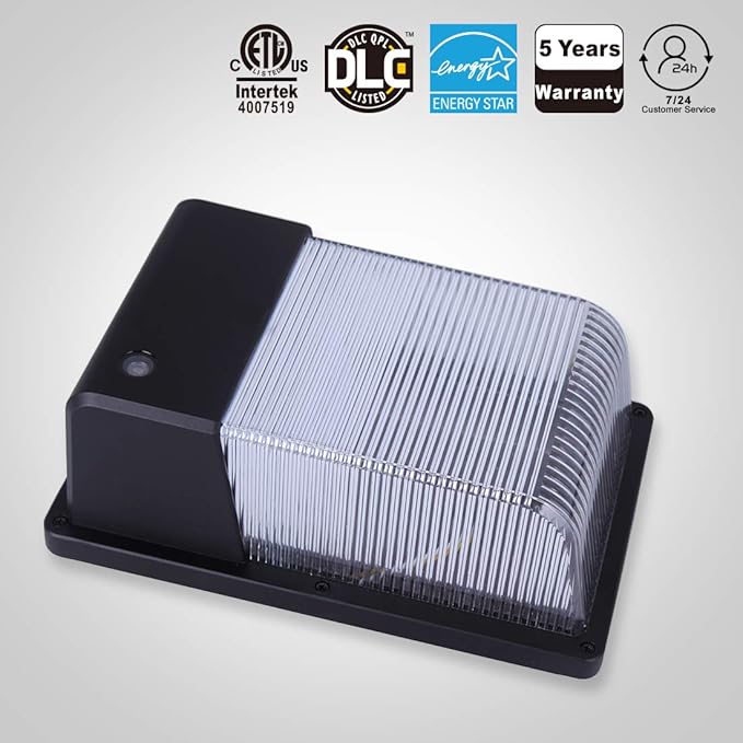 JJC LED Wall Pack Light with Photocell,28W(150-250W Replacement),3000LM 3000K-Warm White Dusk to Dawn LED Outdoor Lighting,100-277V Outdoor Security Lights