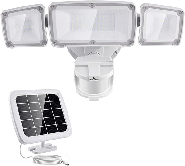 GLORIOUS-LITE Solar Security Lights 2400mAh LED Motion Sensor Light Outdoor, Rechargable 1600lm Solar Flood Light | Lumora