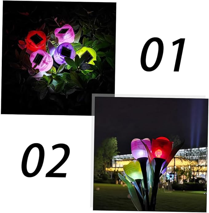 Milisten 5pcs Solar Power Tulip Lawn Stick Lamp Garden Ground Lamp Led Outdoor Solar Lights for Landscape Decorative Stake Lights